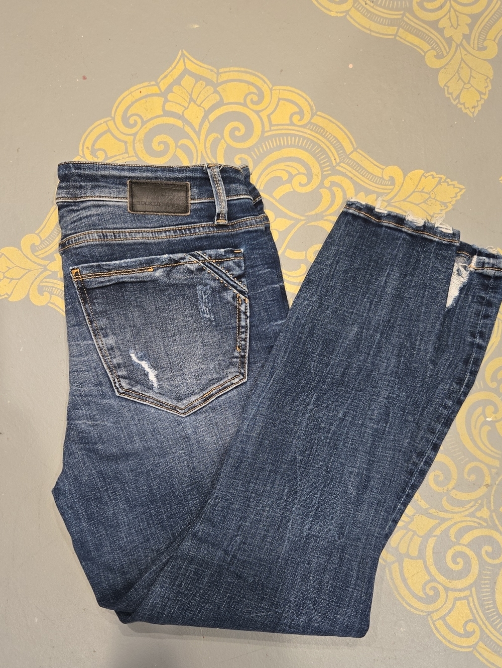 Buckle Black Dark Blue Women's Distressed Skinny Jeans